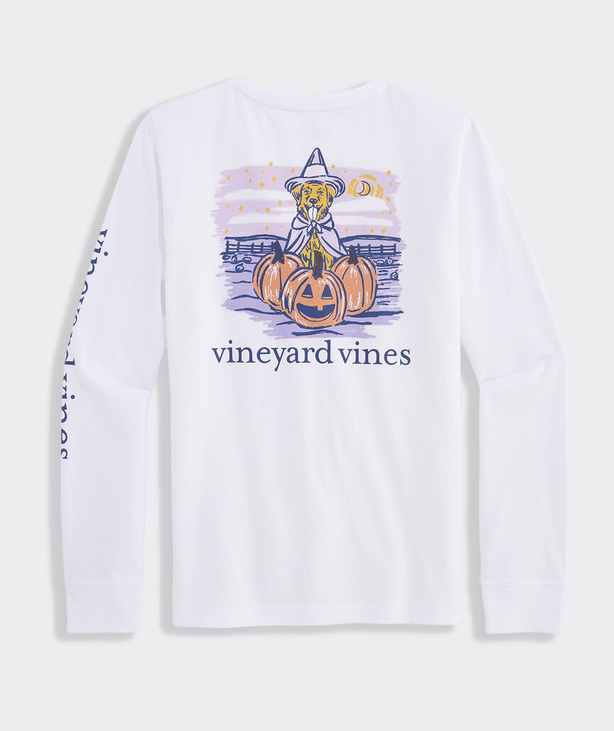 Women's Pumpkin Patch Pup Long-Sleeve Pocket Tee